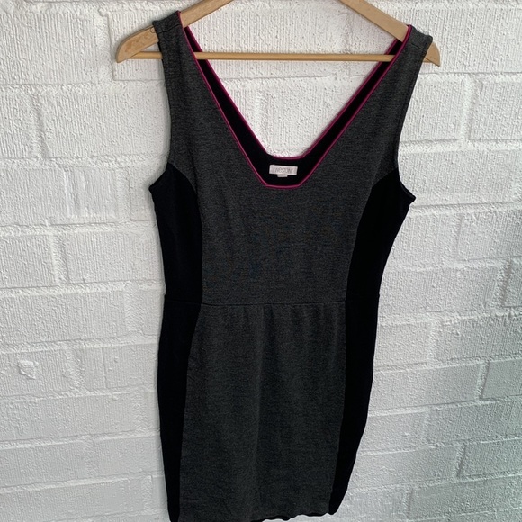 Anthropologie Weston Sheath Gray Pink Bodycon Stretch Dress sz M - Picture 3 of 7